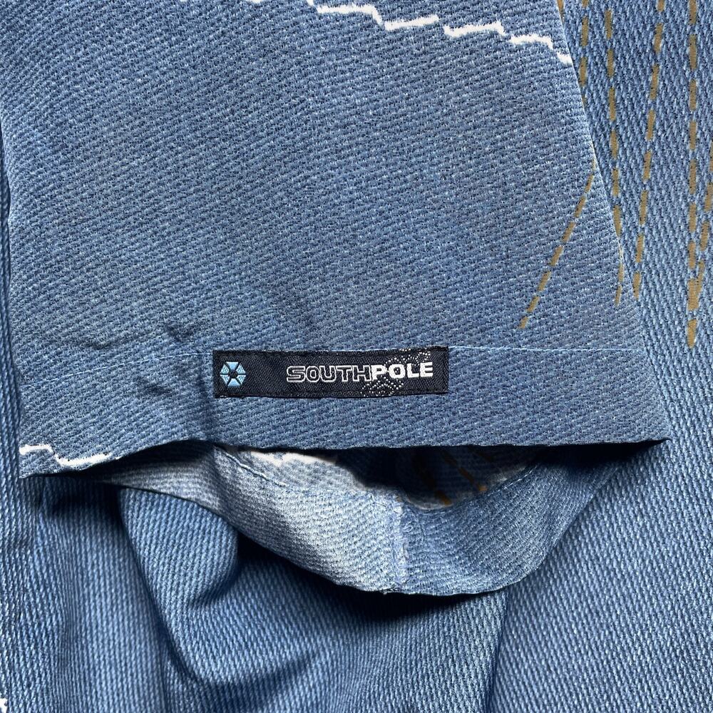 Southpole Shirt Mens L Button Up Vintage Blue All Over Print Y2K Baggy Hip Hop - Picture 6 of 9